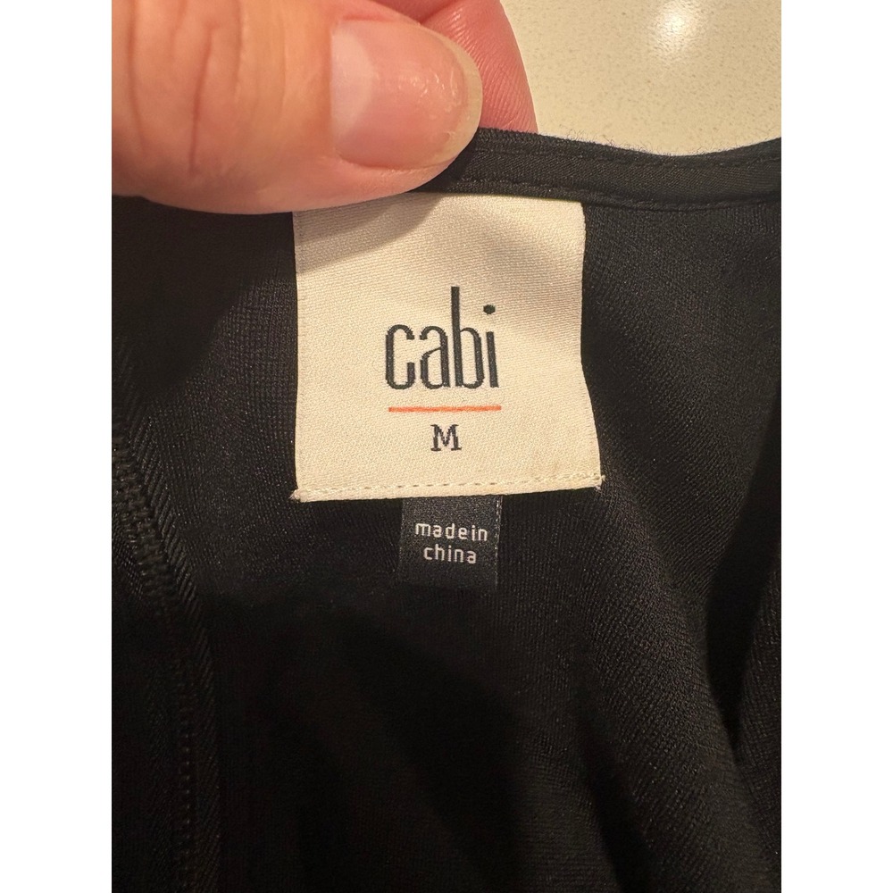Cabi Bell Sleeve Top Black V-Neck Blouse Size M 3500 Ponte Knit Back Zip - Picture 4 of 8
